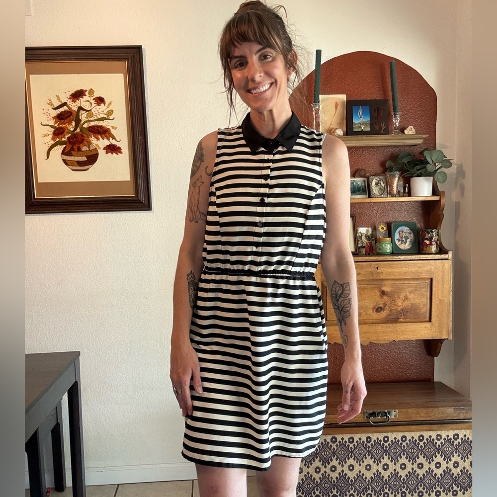 Black and White Peter Pan Collar Mini Dress